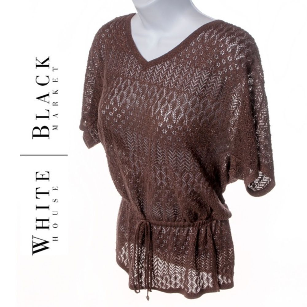 WHBM  Brown Crochet Sweater w/Gold Threads - XS